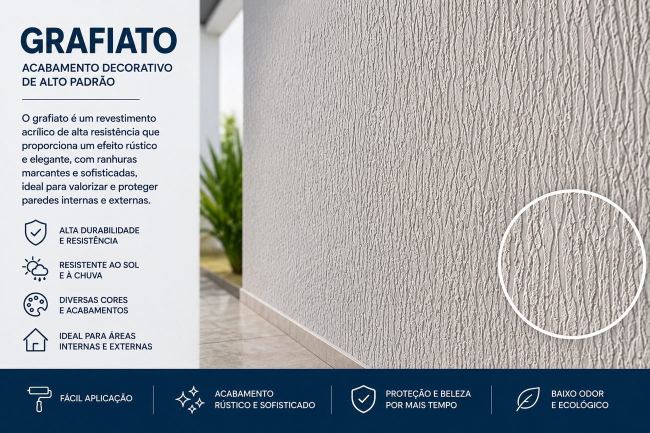 Parede com grafiato claro e riscos verticais bem definidos